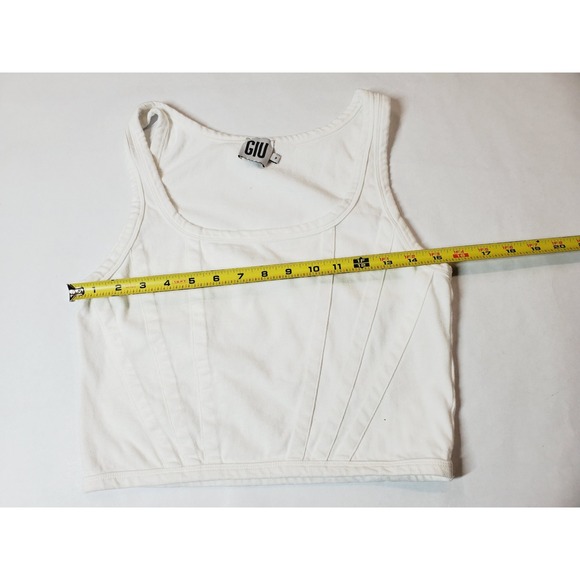 GIU White Corset Style Crop Tank Top Women Size P Medium 100% Cotton‎ - Picture 6 of 8